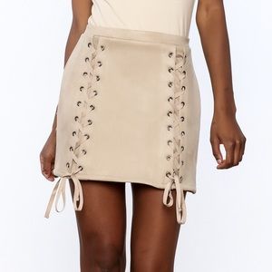 Suede lace up mini skirt